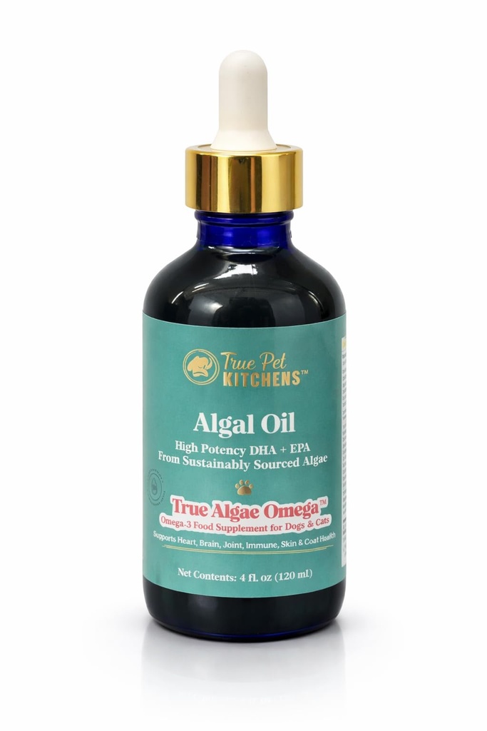 Omega 3 for Dogs & Cats - Plant-Based Algae Oil (DHA + EPA) - Fish Oil Alternative for Skin, Coat, Joints & Brain - No Fishy Smell - 4 oz