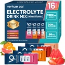 Venture Pal High Sodium Sugar Free Electrolytes Powder Packet - Hydration Packets with Vitamin, Sodium ' Potassium ← Zero Calories latitud Vegan, Keto & Paleo Friendly Electrolyte Drink Mix - 16 Sticks