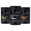 Sports Research® Vegan Multivitamins Pack - Cold-Pressed Flaxseed Oil w/ 720 mg Omega-3 + Vitamin D 5000iu & Mk7 Vitamin K 100mcg + High Potency Vitamin C 1000 mg Supplement