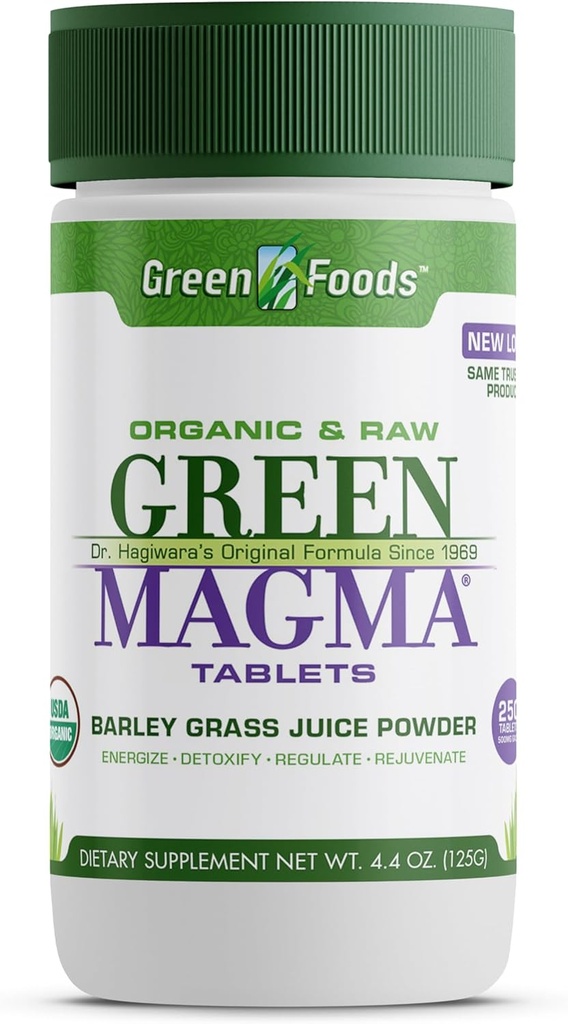 Green Foods Original Green Magma Barley Grass Suplemento Nutricional, 250 Tablets (500mg Ea) Certified Organic