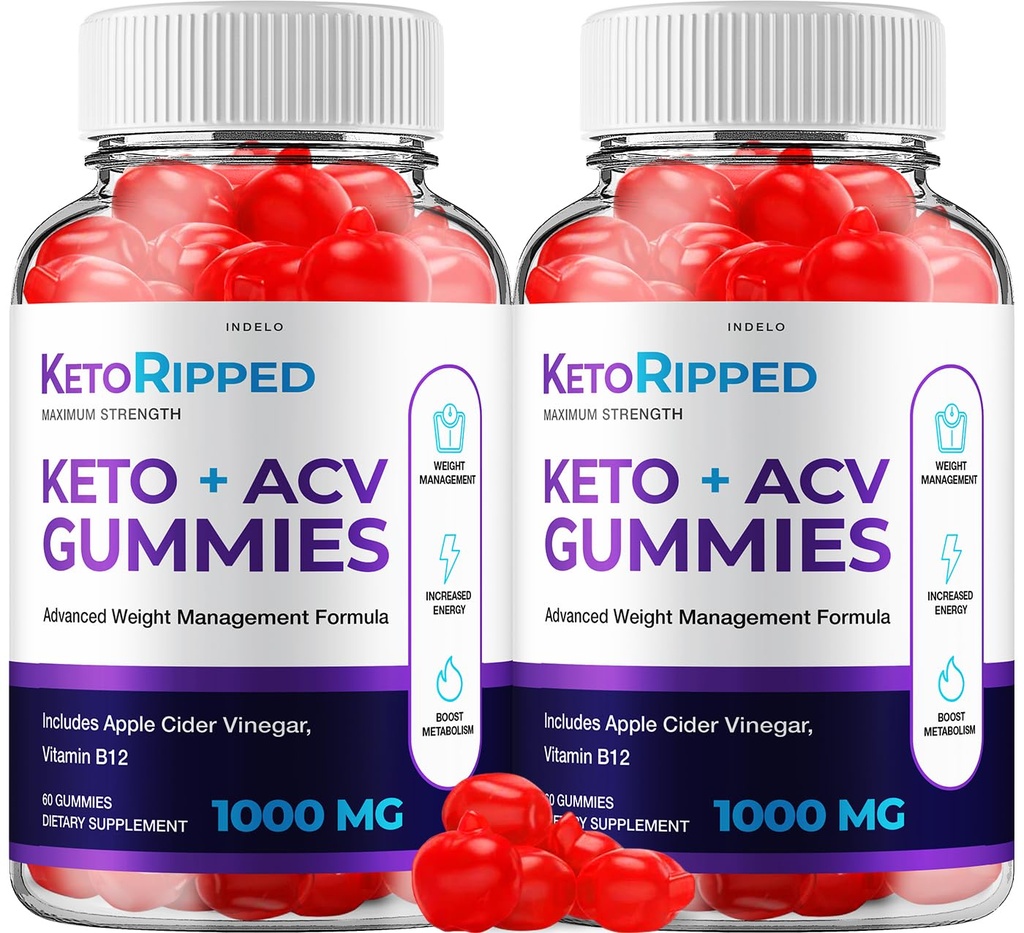 (2 Pack) Keto Ripped ACV Gummies - Advanced Formula Ripped Keto + ACV Gummies Apple Cider Vinegar Ripped ACV Gummies Dietary Supplement Reviews Extra Strength (120 Gummies)