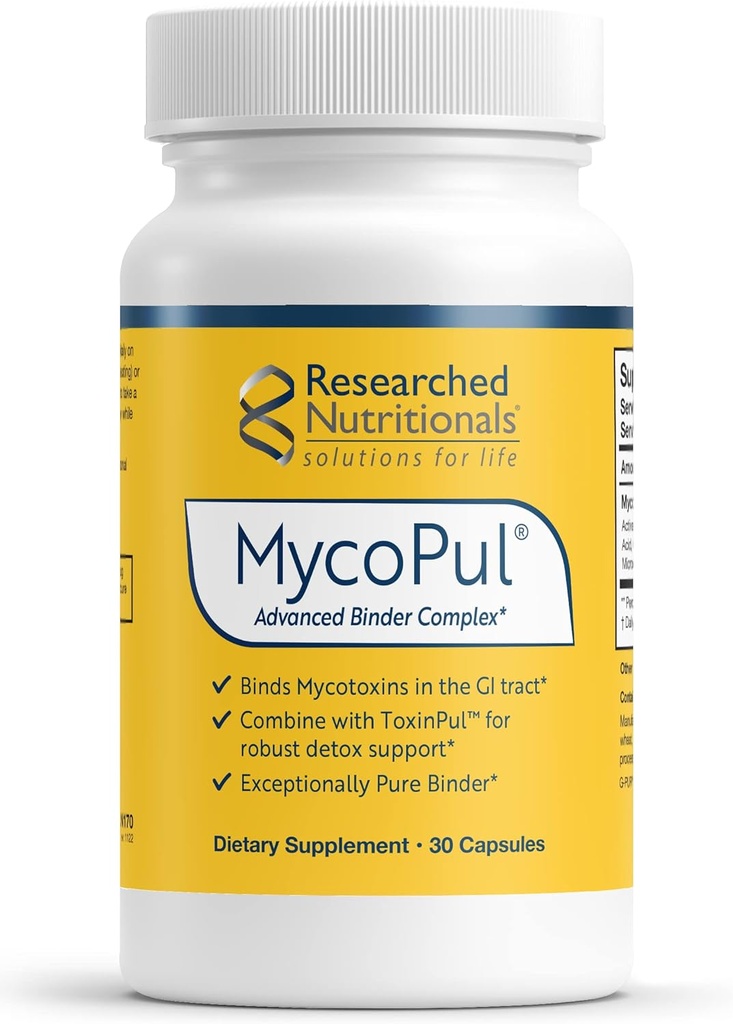 Researched Nutritionals MycoPul - Advanced Mycotoxin Binder Complex, Zeolite Detox, Humic Acid, Fulvic Acid & Activated Charcoal for GI Tract Detox, Clinically Researched Mold Binders, 30 Capsules