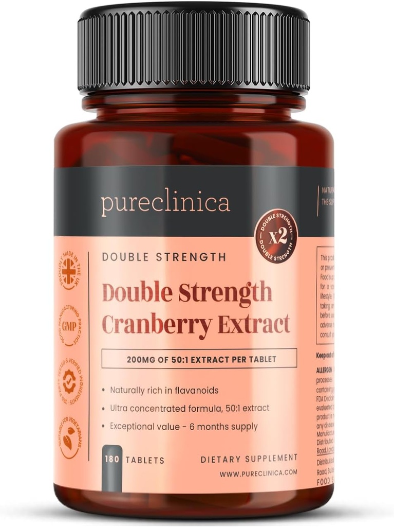 purclinica doble fuerza extracto de arándano 10.000 mg x 180 Tablas ultra concentradas - 6 meses de suministro