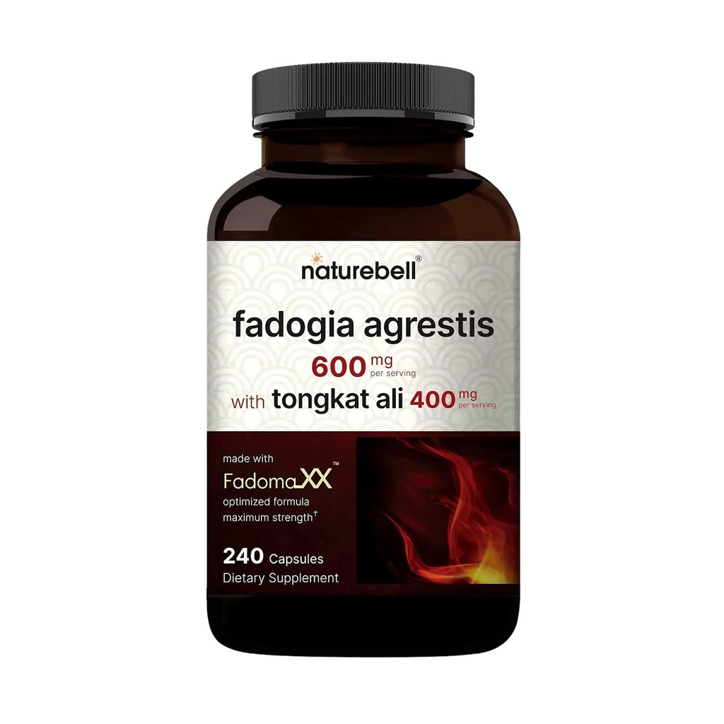 NatureBell Fadogia Agrestis - 240 Capsules - 600mg Fadogia Agrestis with 400mg Tongkat Ali - High Strength Extracts for Vitality & Workout Performance Support*