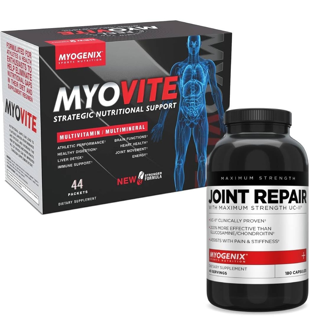Myogenix Joint & Tissue Supplement & Myovite Multivitamin – Advanced Mobility & Daily Nutrition – UC-II Collagen, MSM, and Full-Spectrum Vitamins for Performance & Recovery