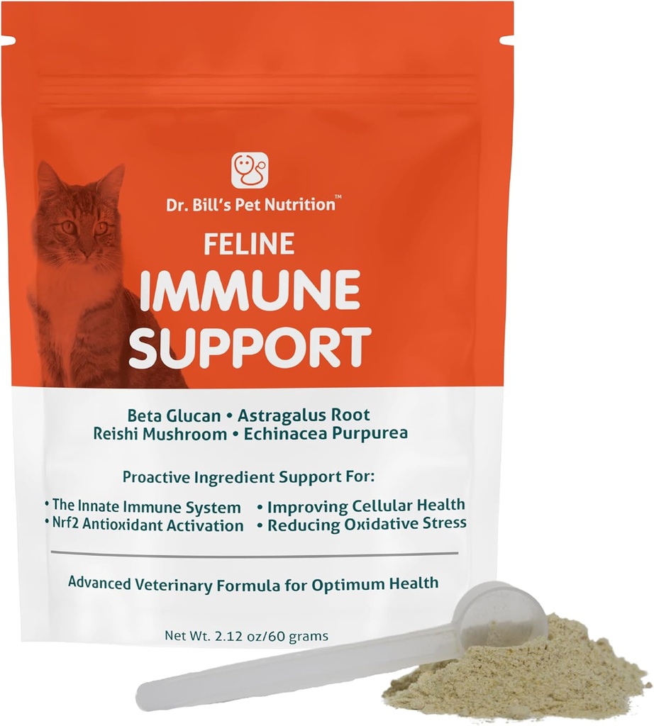 Apoyo Feline Immune del Dr. Bill ← Boosts Cat Immunity and Health with Colostrum, Beta Glucan, Turquía Tail Mushroom, Zinc &amp; Vitamin C ← Suplemento Polvo para gatos de todas las edades