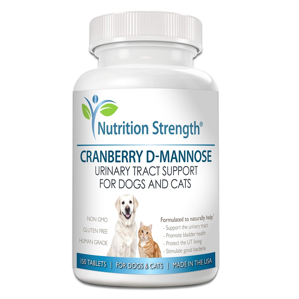 Cranberry D-Mannose for Dogs, Support for Bladder & UTI, Pet Urinary Tract + Immune Health Supplement, Cranberry for Dogs with D-Mannose & Vitamin C, 150 Chewable Tablets