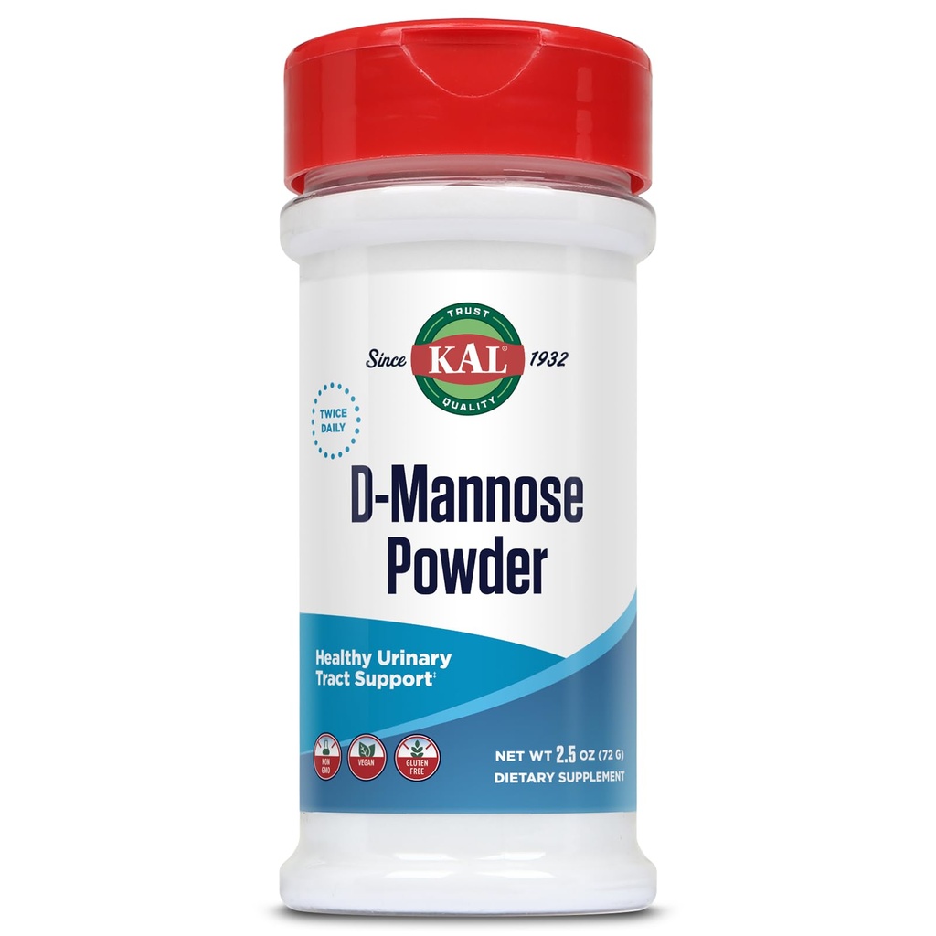 KAL D Mannose Powder 1600 mg, Easy-to-Mix, Fast-Dissolving D-Mannose - Urinary Tract Health and Bladder Support - Unflavored Powder, Non-GMO, Vegan, Gluten Free, 60-Day Guarantee, 45 Servings, 2.5oz