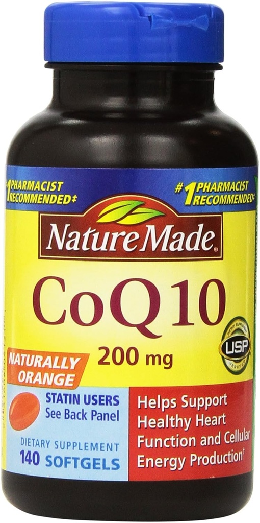 Nature Made CoQ10 Coenzyme Q10 200 mg - 2 Botellas, 140 Softgels Cada