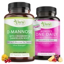 Pure By Nature Bundle Pack of 600mg D Mannose 240 Capsules & One Daily Multivitamin for Women 60 Capsules Supplements, Immunity & Urinary Tract Health Support Women’s Wellness Bundle