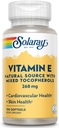 SOLARAY Vitamina E d-Alpha Tocopherol 268mg (400 UI) vivieron la salud del corazón y la piel, Antioxidante Actividad Apoyo  100ct