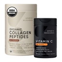 Sports Research® Collagen Pro Pack - Organic Collagen Powder - Hydrolyzed Type I & III + High Potency Vitamin C Supplement