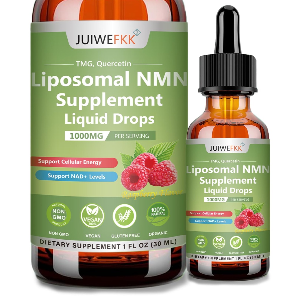NMN Supplement Liquid Drops, 4-in-1 NMN Beta 1000mg w. Quercetin TMG Resveratrol for Anti Aging Energy & Immune Support NMNH Alternative Liposomal High Absorption for Women Men