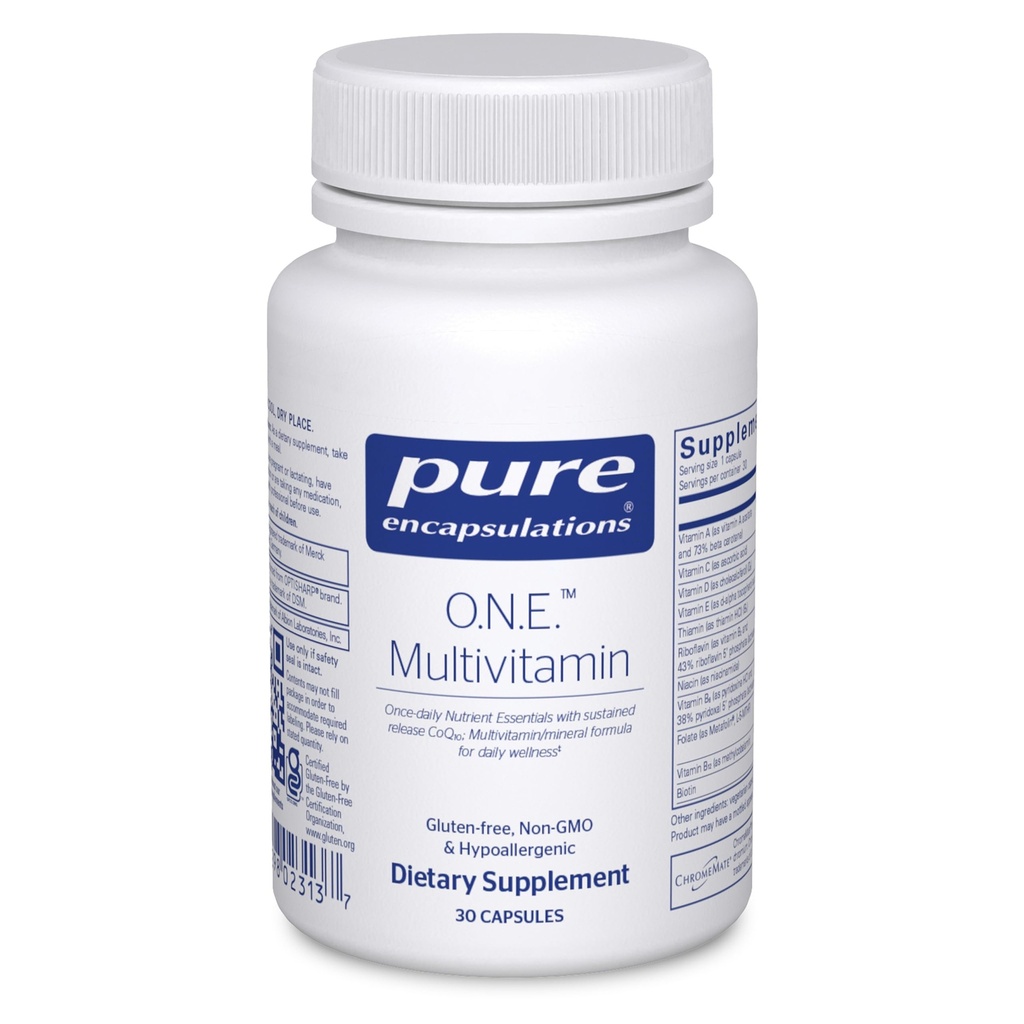 Pure Encapsulations O.N.E. Multivitamin - Once Daily Multivitamin with Antioxidant Complex Metafolin, CoQ10, and Lutein to Support Vision, Cognitive Function, and Cellular Health* - 30 Capsules
