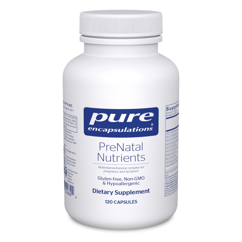 Pure Encapsulations PreNatal Nutrients - for Pregnancy & Lactation - Aids Energy & DNA Development* - with Folate, Choline & Iron - Gluten Free & Non-GMO - 120 Capsules