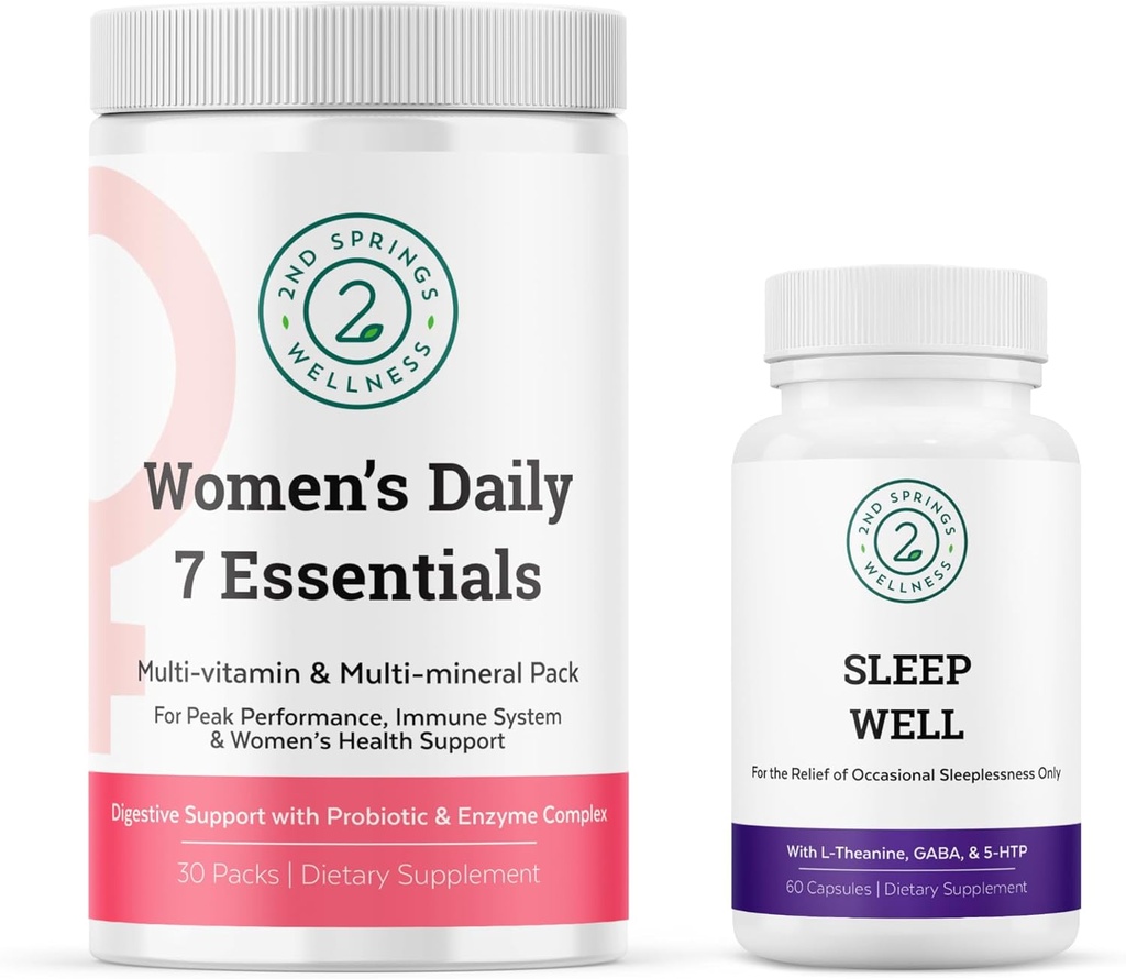 Women's Daily 7 Essentials & Sleep Well Bundle - Pack Multivitamin completo con Sleep Well