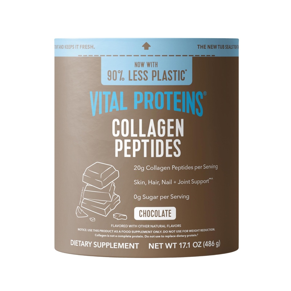 Vital Proteins Grass Fed Collagen Powder Supplement (Type I, III) for Skin Hair Nail Joint - Hydrolyzed Collagen, Grass Fed, Dairy and Gluten Free - Chocolate Flavor, 17.1 oz Canister
