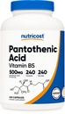 Nutricost Pantothenic Acid (Vitamin B5) 500mg, 240 Capsules