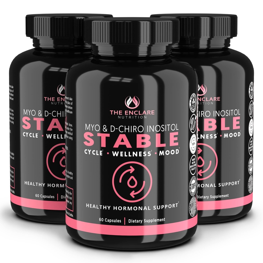 THE ENCLARE NUTRITION Myo-inositol, D-Chiro Inositol Capsules (Optimal 40:1 Ratio) | Fertility, Natural PCOS Supplements for Women, Hormone Balance, Healthy Ovarian Support (3)