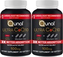Qunol Ultra CoQ10 100mg 3X Mejor Absorción Agua Patenada y grasa Soluble Suplemento Natural Forma Coenzima Q10 Antioxidante para Paquetes de Salud del Corazón Softgels, 120 Cuenta