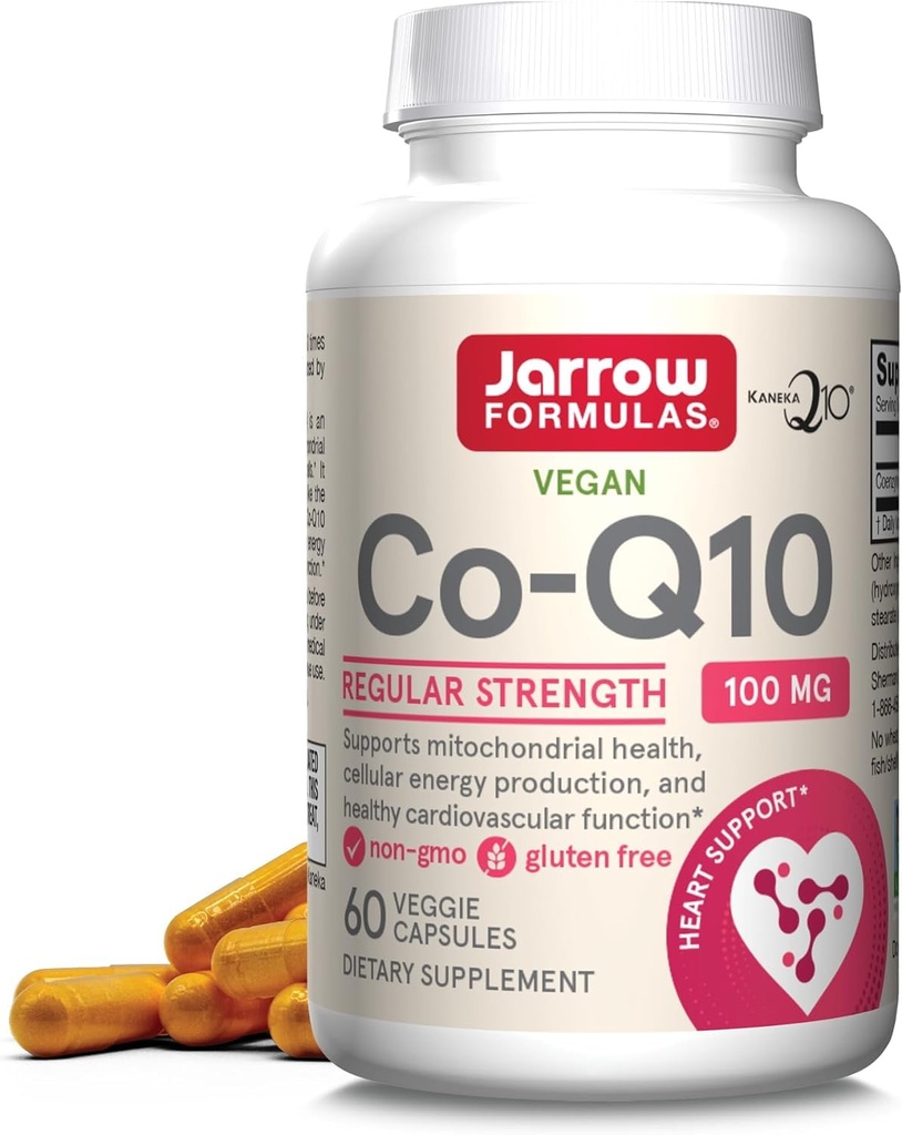 Jarrow Formulas Co-Q10 100 mg - 60 Veggie Caps - Antioxidant Support for Mitochondrial Health, Energy Production & Cardiovascular Function - Up to 60 Servings