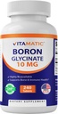 Borón Chelated Vitamatic (como Glycinate) 10mg 240 Tablets - Soportes Equilibrio hormonal, Salud ósea &amp; Tejido conectivo