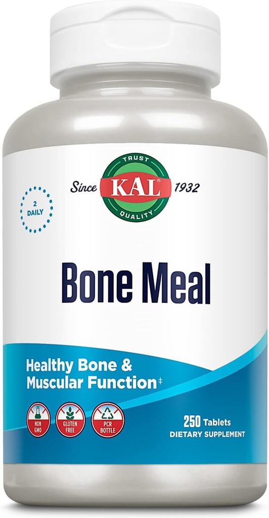 KAL Meal Tablets, Suplemento de calcio w/Magnesium, Vitamina D3 y K, Bone Health, Muscle y Nerve Función Support, Rapid Disintegration, Gluten Free, Non-GMO, 60-Day Guarantee, 125 Serv, 250ct