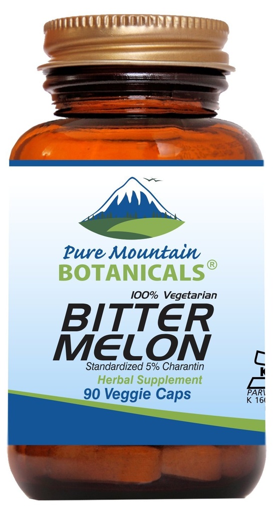 Pure Mountain Botanicals Bitter Melon Capsules - Kosher Vegan Caps with 500mg Bitter Melon Extract Supplement