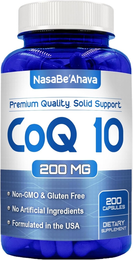 CoQ10 200mg Capsules ANTE Vegan Friendly Coenzyme Q10 200mg de Easy Absorption Ubiquinone Suplemento para Skin Heart and Energy Support ← Made in The USA in cGMP Facilities (200 Servings)