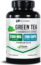 Healthfare Green Tea Extract Pills 2100mg ← Suplemento Estándarizado con EGCG & Polyphenols  200 Vegan Capsules ← Extra Strength Antioxidant Support ← Non-GMO, Gluten-Free TEN Made in USA