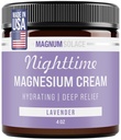 Loción de magnesio – Crema de magnesio de noche – Aplicar a las piernas, los brazos o el tópico - Cloruro de magnesio tópico – EE.UU. Hecho y seguro para niños (Lavanda)