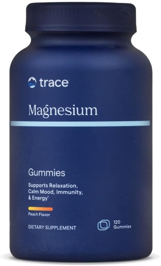 Trace Minerals Magnesium Gummies - Supports a Calm Mindset - Magnesium Chewables for Kids & Adults - Bone, Digestion, Heart Health & Immune Support - Peach Flavor - 120 Count (120 Servings)