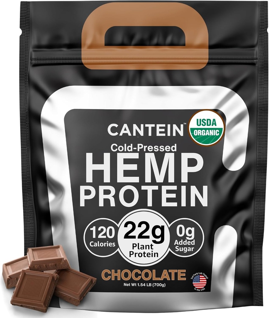 Proteína de cáñamo orgánico, Afeitado de proteína vegetal y vegano, libre de lactosa y lácteos, libre de gluten, limpio y natural de chocolate (20 Actuaciones)