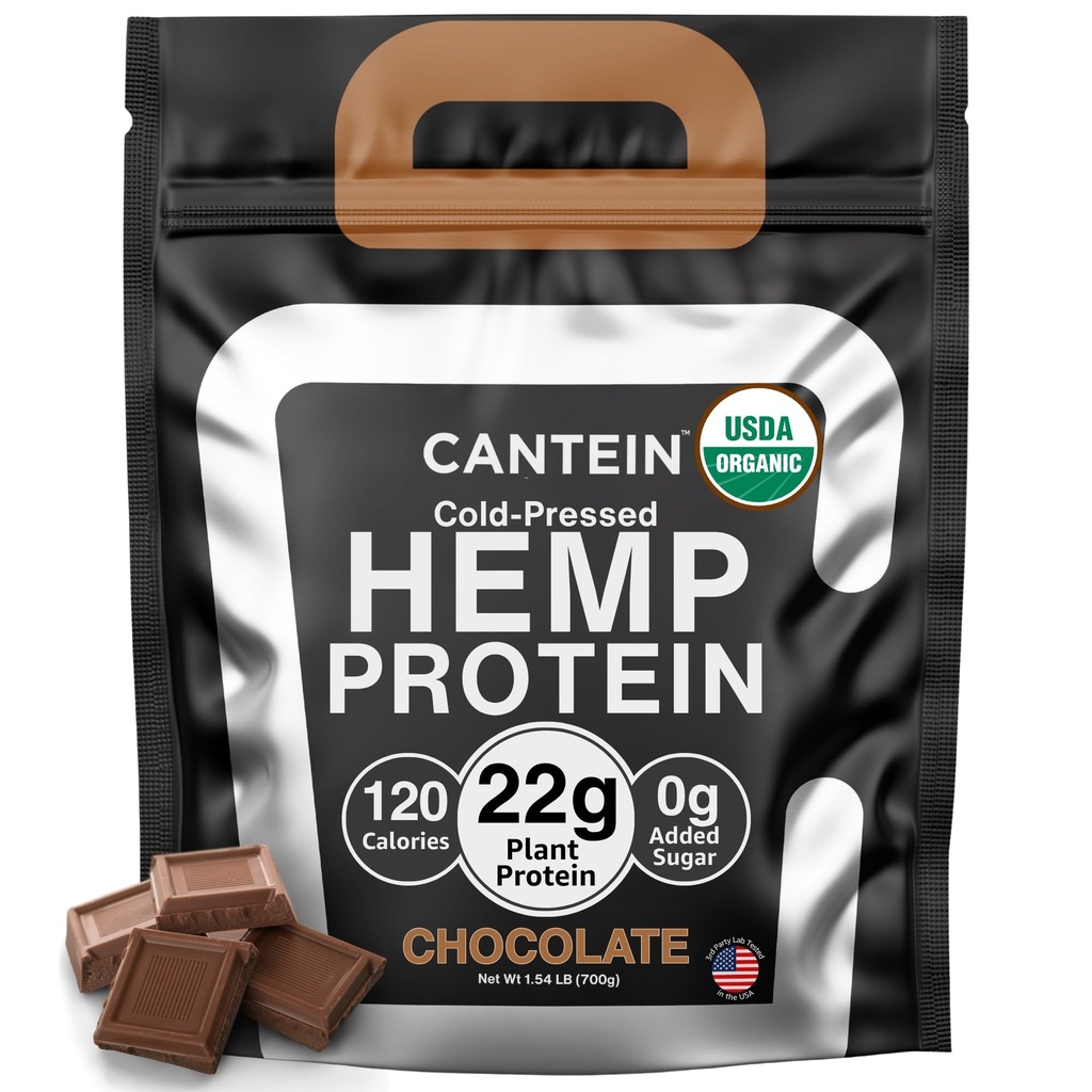 Proteína de cáñamo orgánico, Afeitado de proteína vegetal y vegano, libre de lactosa y lácteos, libre de gluten, limpio y natural de chocolate (20 Actuaciones)