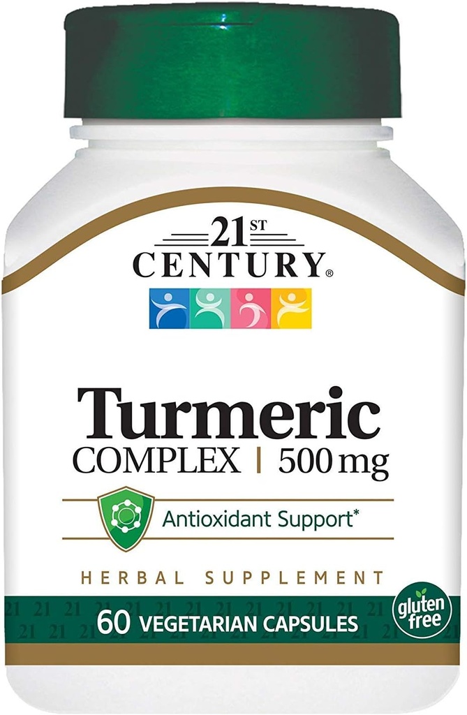 Complejo Turmérico del siglo 21 500 mg - 60 cápsulas vegetarianas, paquete de 4