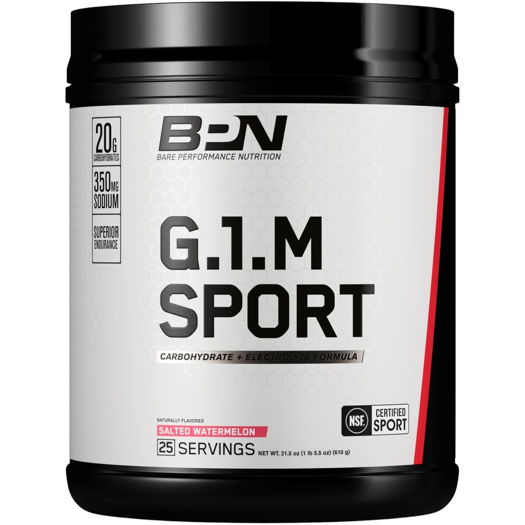 BARE PERFORMANCE NUTRITION, BPN G.1.M Go One More Sport, Endurance Training Fuel, Carbohydrate Superior &amp; Electrolytes Powder Formula, Reduce Fatigue, Salted Watermelon, 25 Servings