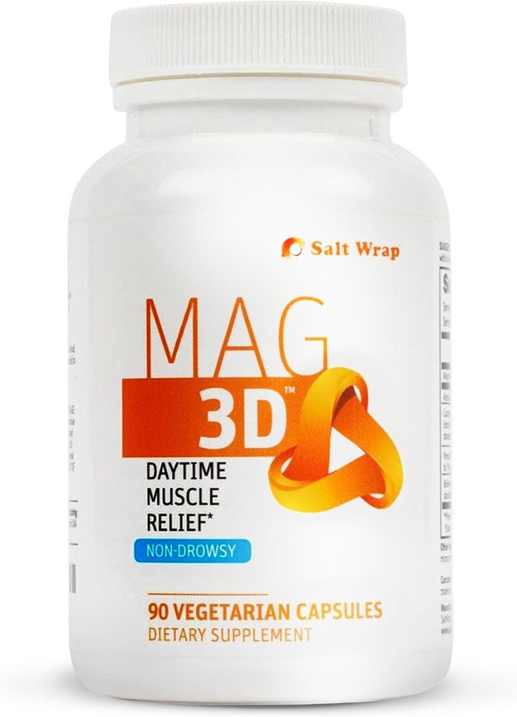 SaltWrap Mag 3D – Daytime (No-Drowsy) Leg Cramp &amp; Muscle Relief Support - Suplemento natural para la salud muscular y nerviosa con Turmérico, Ácido Alfa Lipoico & Magnesio