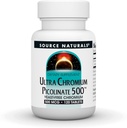 Fuente Naturales Picolinato Ultra Chromium 500 sin levadura Cromo, Suplemento dietético vegetariano, 500 mcg - 120 Tabletas