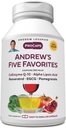 ANDREW LESSMAN Andrew's Five Favorites 240 Capsules - Provides 200mg Each of Coenzyme Q-10, Resveratrol, EGCG, Pomegranate and Alpha Lipoic Acid, Powerful Anti-Oxidant Support, No Additives