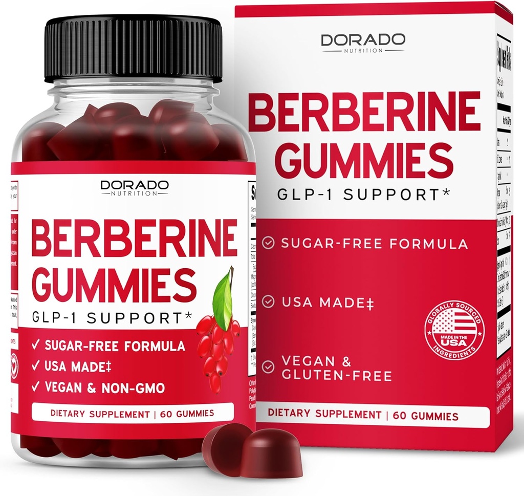 Berberine Gummies with Ceylon Cinnamon (1,200mg) Premium Sugar-Free Berberine Ceylon Cinnamon Supplement for Adults - Third-Party Tested, Non-GMO & Made in USA - 60 Count Chewable Gummies