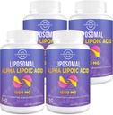 Liposomal Alpha Lipoic Acid 1500mg - con Acetyl-L-Carnitine 900mg & Ubiquinol 100mg &amp; Vitamin E 15mg,ALA Suplemento para Antioxidantes Glucose Metabolism Nerve Energy,60 Softgels (4 Bottle)