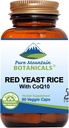 Pure Mountain Botanicals Red Yeast Rice with CoQ10 90 Kosher Vegan Capsules Ahora con 600 mg de levadura de arroz rojo orgánico Plus Co Q 10