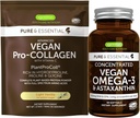 Vegan Vanilla Collagen Protein Powder & Vegan Omega-3 Bundle, Collagen Completa Boosting Fórmula " Alga Sostenible Oil 1340mg, por Igennus