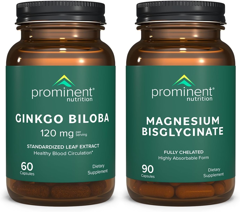 Prominent Nutrition Cognitive Health Support Bundle - Ginkgo Biloba Supplement & Magnesium Bisglycinate Supplement