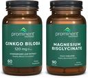 Prominent Nutrition Cognitive Health Support Bundle - Ginkgo Biloba Suplemento &amp; Magnesium Bisglycinate Suplemento