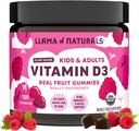 Llama Naturals Vitamina D3, Vegan, Suplemento de Apoyo a la Inmunidad Orgánica, Gummies de Vitamina D para Adultos y Niños, Vitaminas Gummy de Frutas Reales, Promueve la Salud de los Huesos, No Añadido Cana de Azúcar, Raspberry, 120 Ct