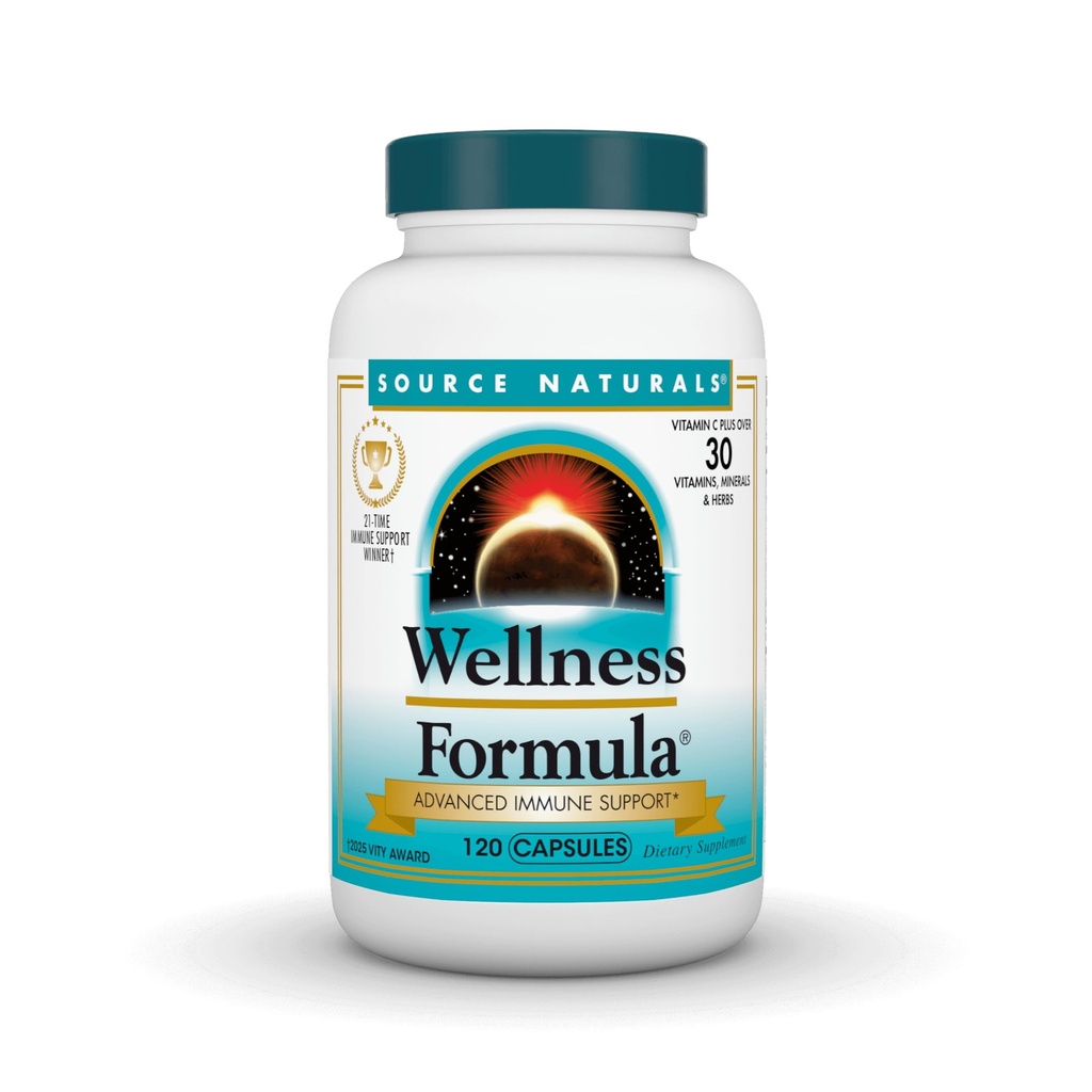 Source Naturals Wellness Formula Bio-Aligned Vitamins & Herbal Defense for Advanced Immune Support* - Dietary Supplement & Immunity Booster - 120 Capsules