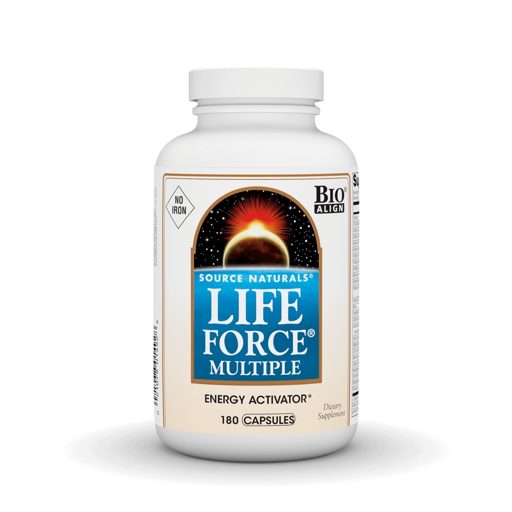 Source Naturals Life Force Multiple, Energy Activator* Iron Free, Daily Multivitamin High Potency Essential Vitamins, Minerals, Antioxidants & Nutrients - 180 Capsules