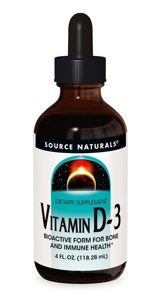 Source Naturals Vitamin D-3 Liquid Drops 2000 iu Supports Bone & Immune Health - 4 Fluid oz
