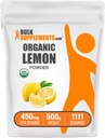 BulkSupplements.com Organic Lemon Powder - Natural Vitamin C Source, Fruit Powder, Lemon Flavoring - Gluten Free, 450mg per Serving, 500g (1.1 lbs) (Pack of 1)